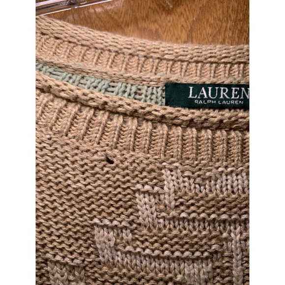 Lauren Ralph Lauren Tan Knit Aztec Southwestern Sweater Size M Western Heavy - Picture 3 of 11